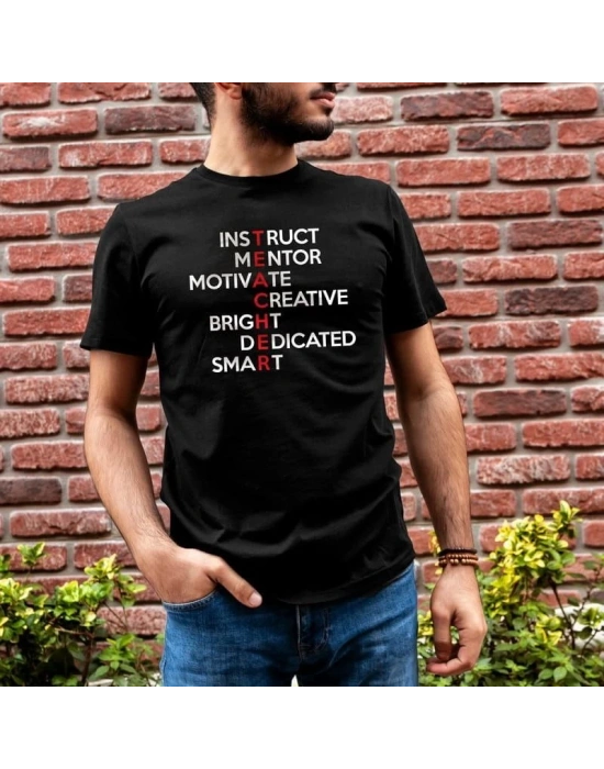 Bisiklet Yaka Baskılı Oversize T-Shirt - Siyah