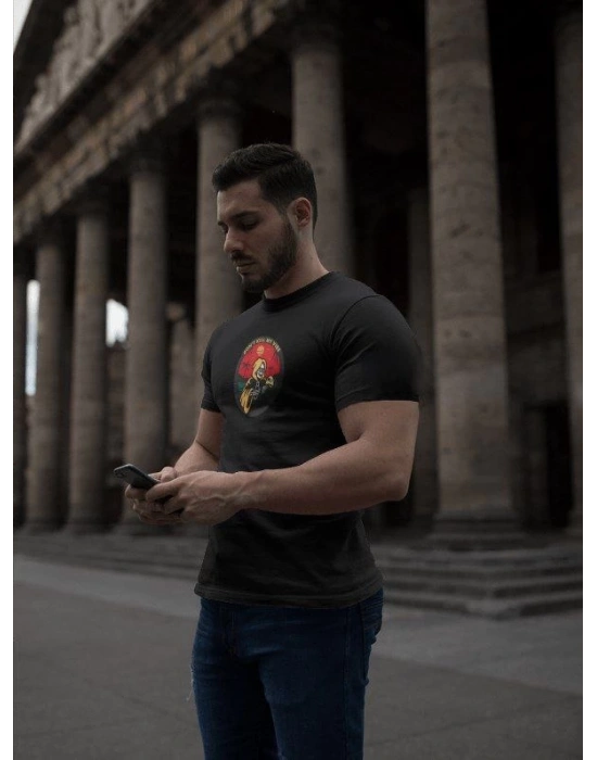 Bisiklet Yaka Baskılı Oversize T-Shirt - Siyah -