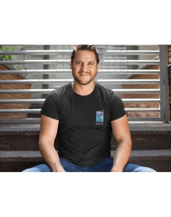 Bisiklet Yaka Baskılı Oversize T-Shirt - Siyah -