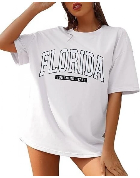 Bisiklet Yaka Baskılı T-shirt - Beyaz -