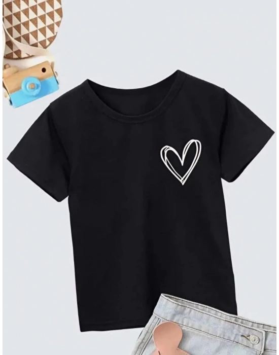 Bisiklet Yaka Baskılı T-Shirt - Siyah -