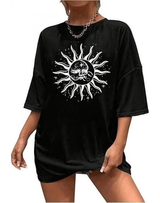 Bisiklet Yaka Baskılı T-shirt - Siyah -