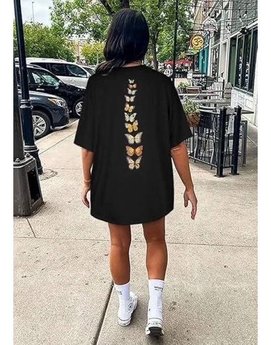 Bisiklet Yaka Baskılı T-shirt - Siyah -