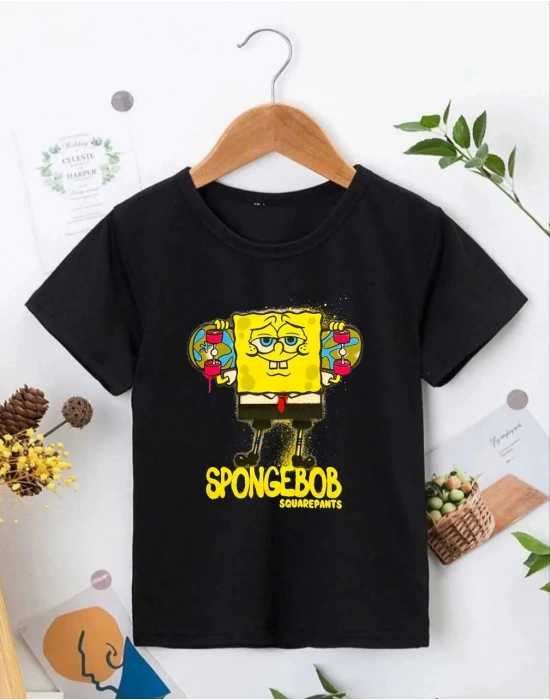 Bisiklet Yaka Kısa Kol   Baskılı T-Shirt - Siyah -