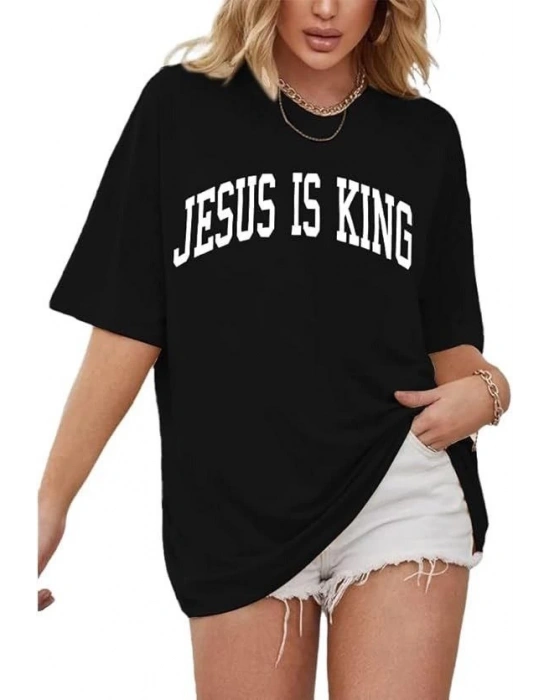 Bisiklet Yaka Kısa Kol Baskılı T-shirt - Siyah -