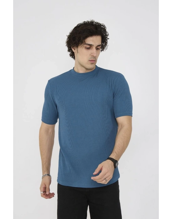 Bisiklet Yaka Slim fit T-Shirt- Turkuaz