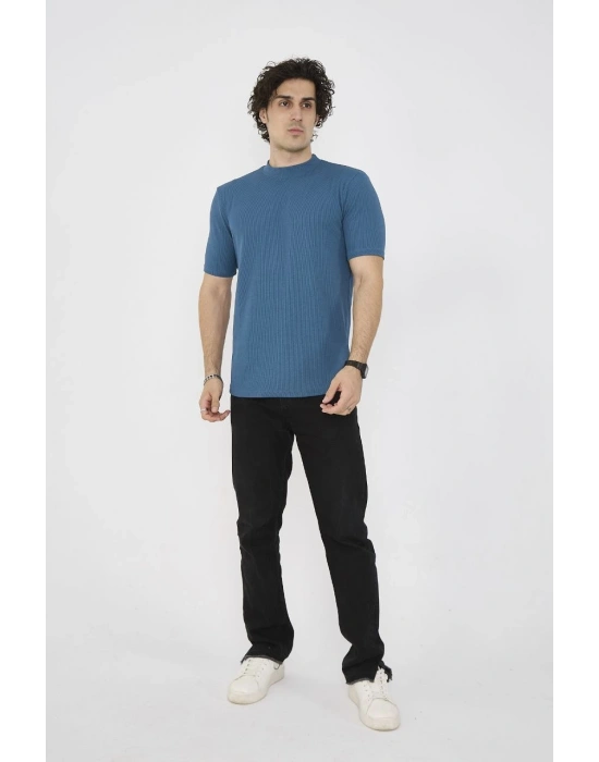 Bisiklet Yaka Slim fit T-Shirt- Turkuaz