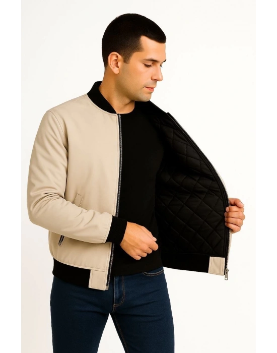 Bomber Mont Ceket - Bej -