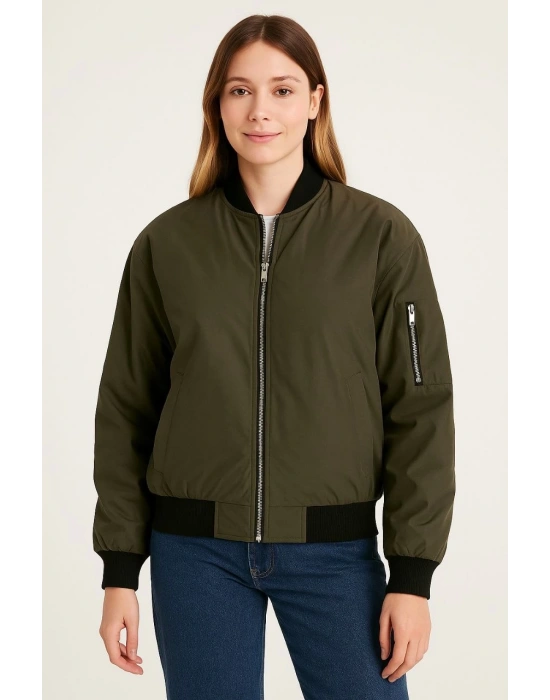 Bomber Mont Ceket - Haki -