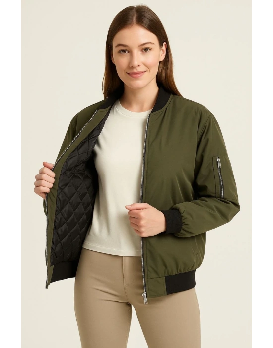 Bomber Mont Ceket - Haki -