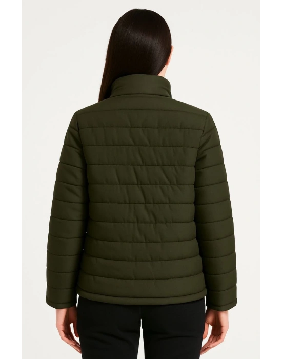 Bomber Mont Ceket – Su İtici Kumaş, Kapitone Astarlı, Fermuarlı, Kışlık - Haki -