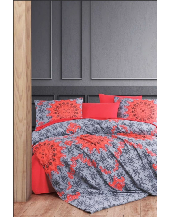 Çift Kişilik Nevresim Takımı Pamuklu Asil Kırmızı