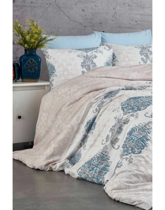 Çift Kişilik Nevresim Takımı Pamuklu Mavi Asalet