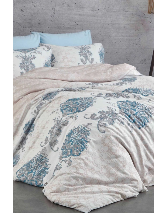 Çift Kişilik Nevresim Takımı Pamuklu Mavi Asalet