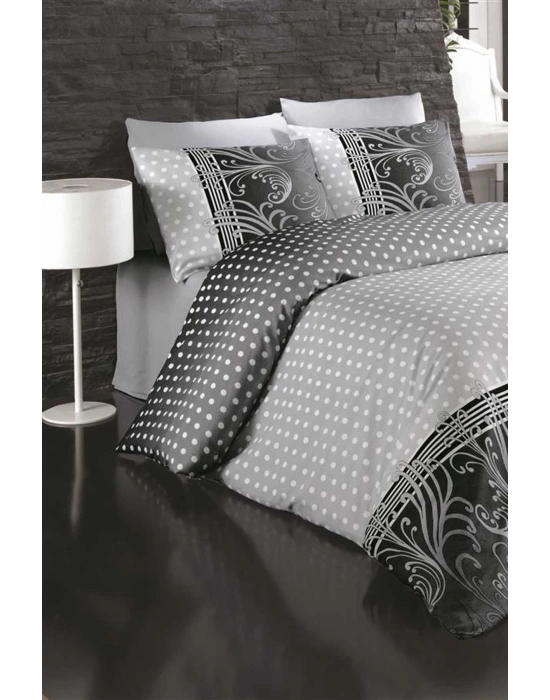 Çift Kişilik Nevresim Takımı Pamuklu Siyah İnci