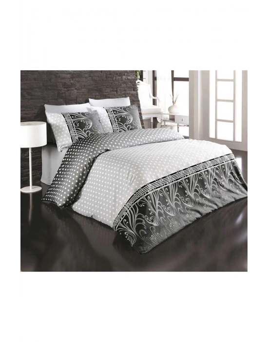 Çift Kişilik Nevresim Takımı Pamuklu Siyah İnci