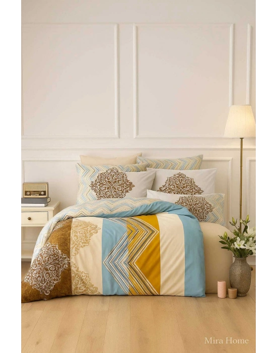 Çift Kişilik Pamuklu Nevresim Takımı Zigzag Desenli