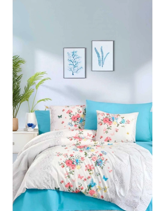 Çift Kişilik Ranforce Nevresim Takımı %100 Pamuklu Butterfly