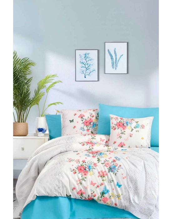 Çift Kişilik Ranforce Nevresim Takımı %100 Pamuklu Butterfly