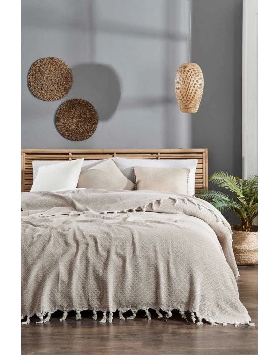 Çift Kişilik Yatak Pikesi Deniz Bej 200 x 230 Cm