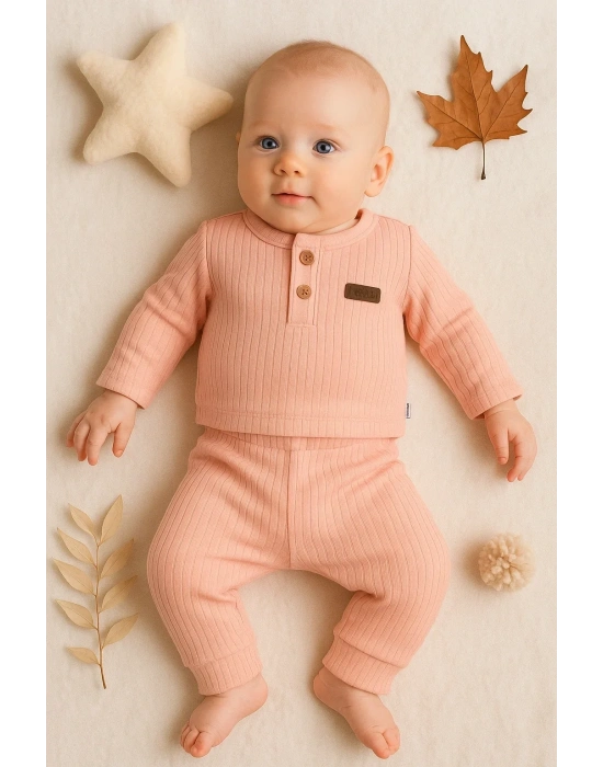 Çizgili Kumaş % 100 Pamuk 2li Unisex Takım
