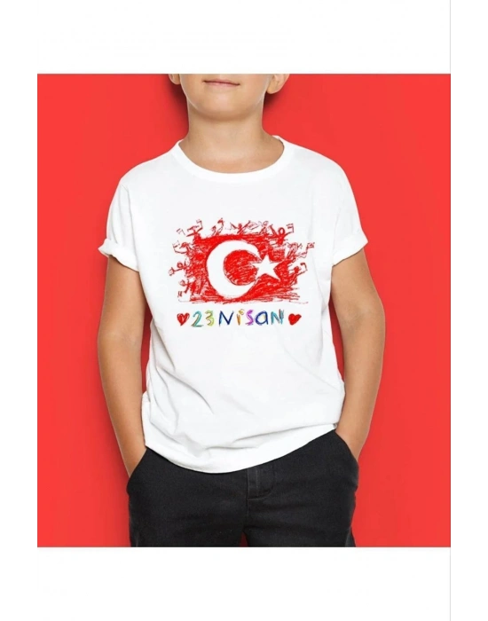 Çocuk Baskılı T-Shirt - Beyaz