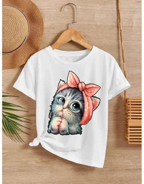 Çocuk   Baskılı T-Shirt - Beyaz