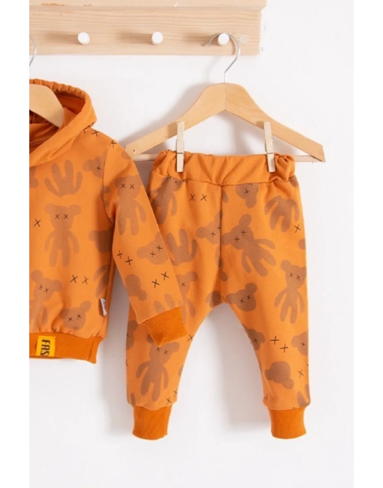 Cool Bear Kapüşonlu % 100 Pamuk Erkek Bebek Takımı