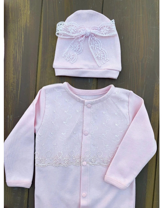 Dantel İşlemeli 10 Parça Yeni Doğan Hastane Seti %100 Pamuk