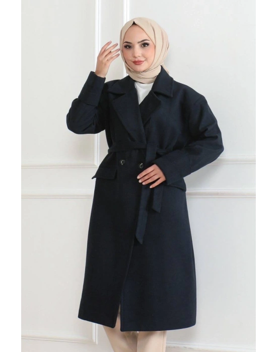 Düğmeli İçi Astarlı Kaşmir Kaşe Kaban - Laci