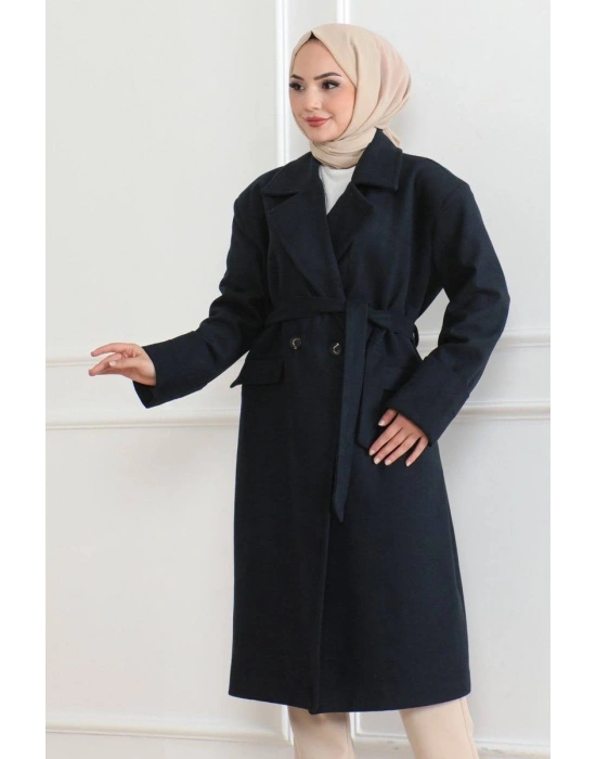 Düğmeli İçi Astarlı Kaşmir Kaşe Kaban - Laci