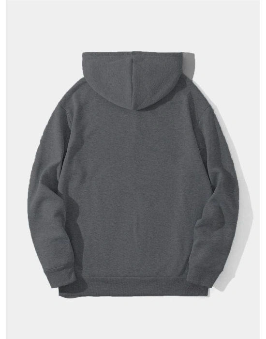 Düz Kapüşonlu Sweat - Füme