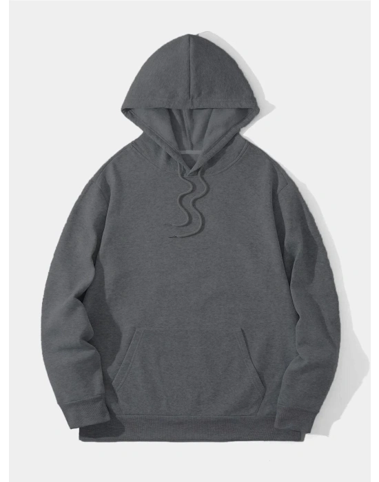 Düz Kapüşonlu Sweat - Füme