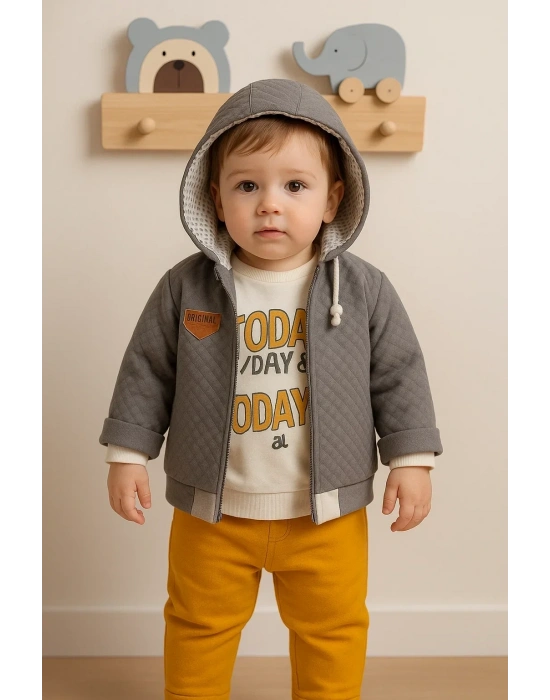 Erkek Bebek Today Baskılı Yağmurluk 3lü Takım