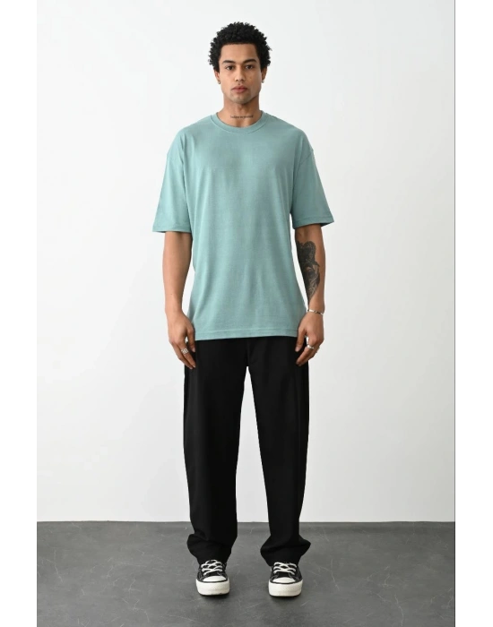 Erkek düz Basic Bisiklet Yaka Kısa kol T-Shirt - Açık Mavi