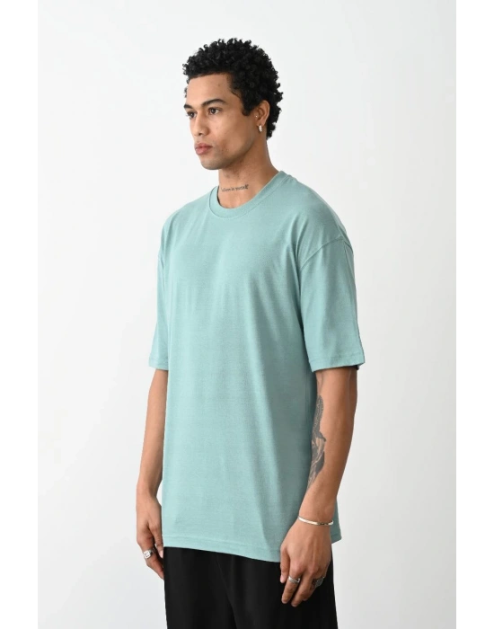 Erkek düz Basic Bisiklet Yaka Kısa kol T-Shirt - Açık Mavi