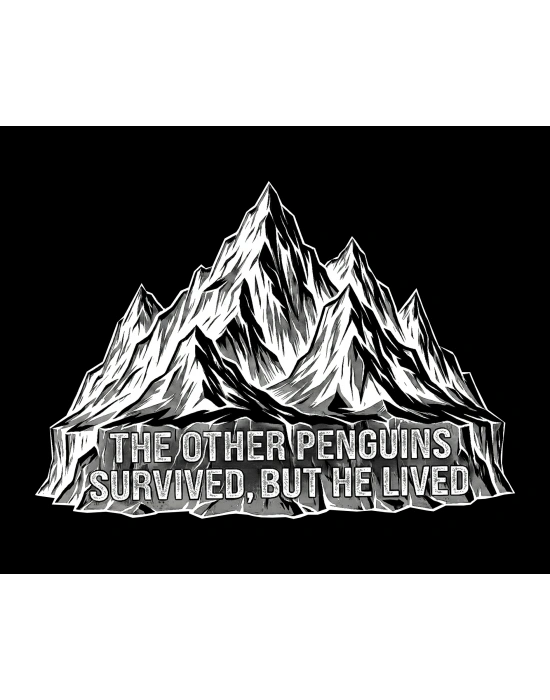 Erkek Nihilist Penguen Temalı Oversize Bisiklet Yaka Tişört - Siyah