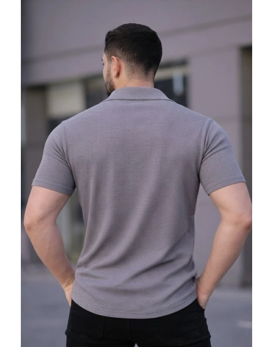 Erkek Waffle Dokuma Açık Yakalı Düğmeli Regular Kalıp 2’li Gömlek Seti - Beyaz  Gri