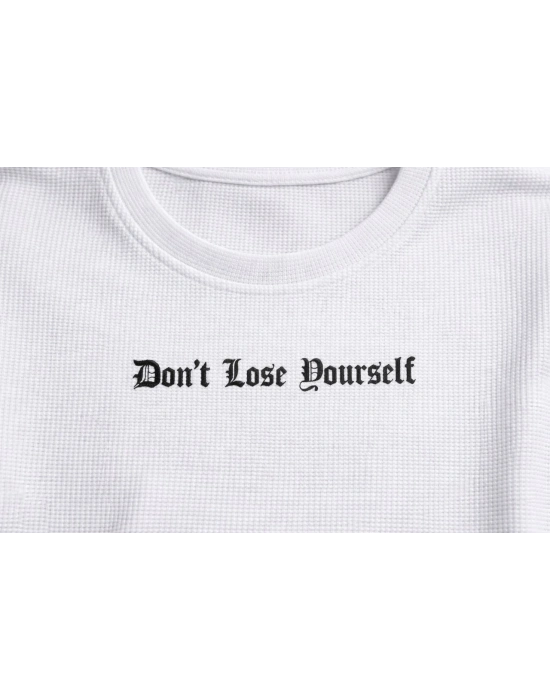 Erkek Wafıl Kumaş Tişört Regular Kalıp Bisiklet Yaka Baskılı Günlük Basic T-Shirt - Beyaz