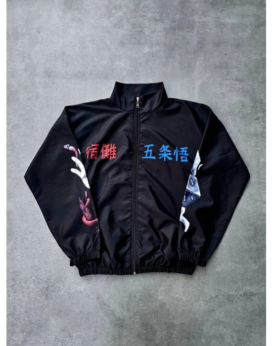 Fermuarlı Dijital Baskılı Rüzgarlık - Siyah -