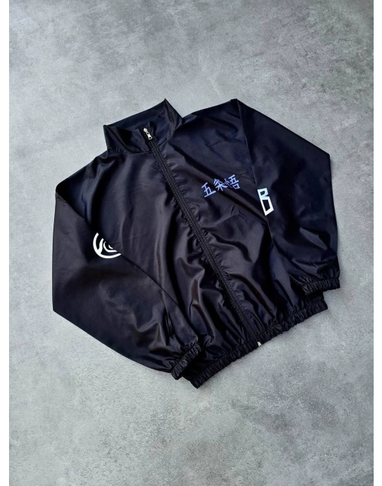 Fermuarlı Dijital Baskılı Rüzgarlık - Siyah -