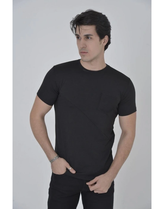 File Cepli Slim fit T-shirt - Siyah -