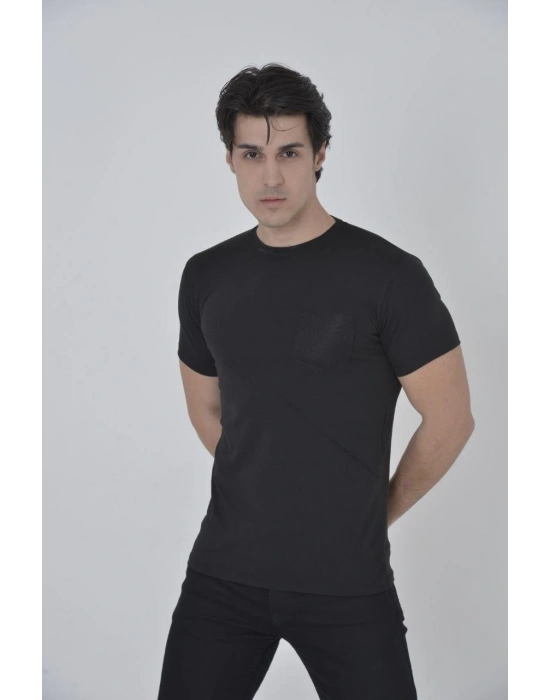 File Cepli Slim fit T-shirt - Siyah -