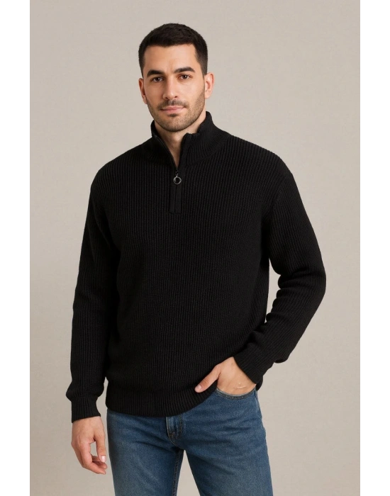 Fitilli Triko Kazak 2’li Set – Siyah  Bej