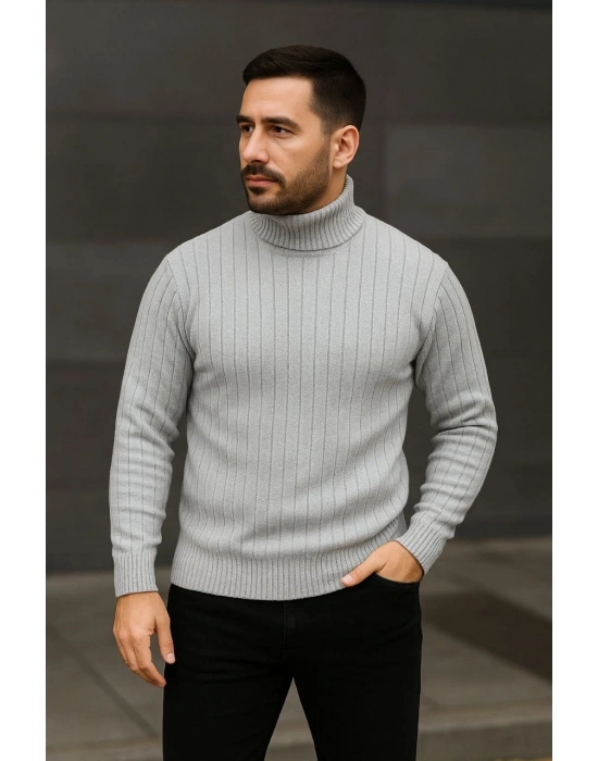 Fitilli Triko Kazak 3lÜ Set Gri Haki Siyah