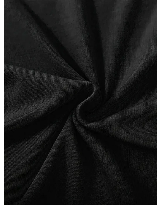 fiyonk Ön Arka baskılı siyah oversize   Kısa Kol t-shirt- Siyah -