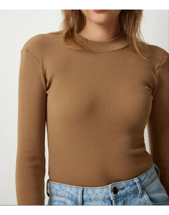 Full Likralı Fitilli Kaşkorse Body - Kahve -