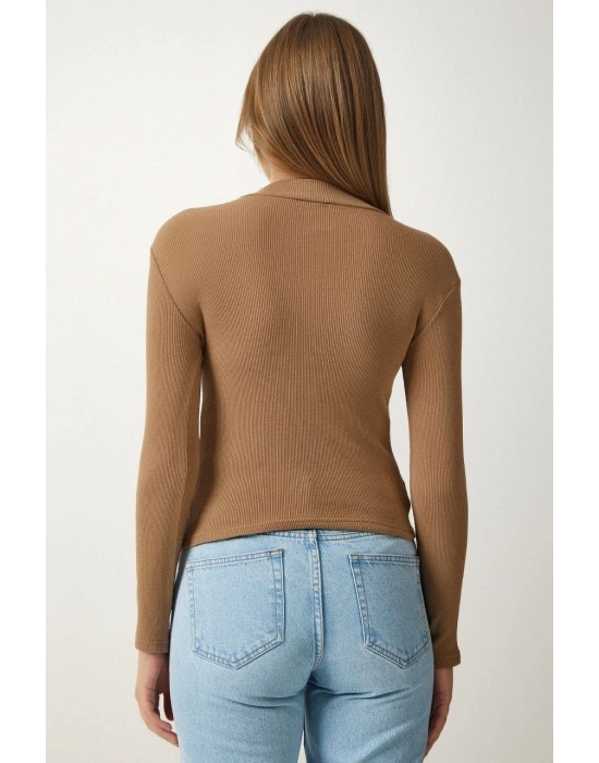 Full Likralı Fitilli Kaşkorse Body - Kahve -