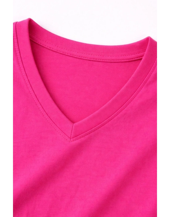 Genç Erkek Çocuk V Yaka Tişört Model - Pembe