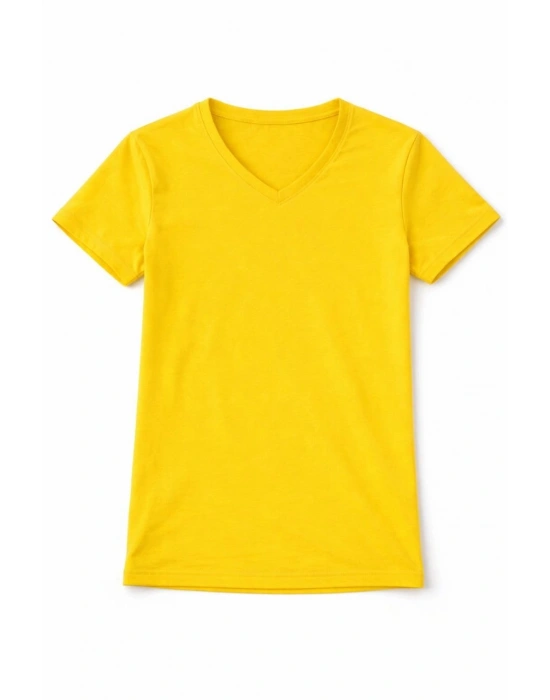 Genç Erkek Çocuk V Yaka Tişört Model - Sarı